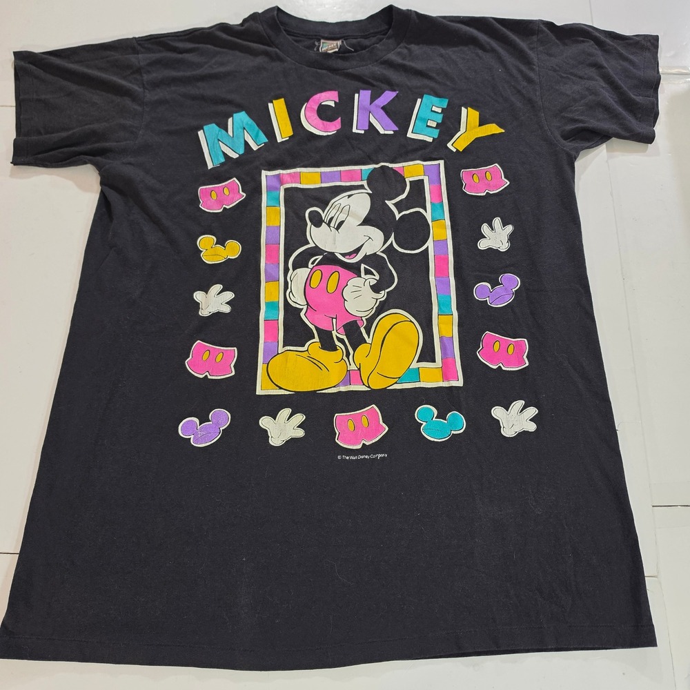 Vtg 90s Mickey Unlimited Mickey Mouse Nite T Shirt 1X Black Oversized USA Made